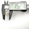 Digital calliper showing the width of the sterling silver cross pendant at 15.2mm