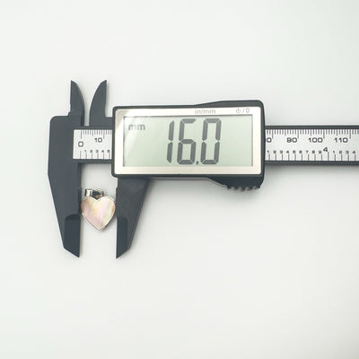 Measuring pendant width at 16mm across heart