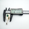 Caliper showing pendant width of 21.7mm with green chrysoprase set