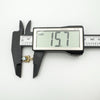 Caliper showing blue topaz angel pendant height as 15.7mm