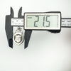 Pendant width measured at 21.5mm using digital callipers