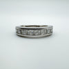 Sterling silver ring with princess-cut Moissanite in a secure channel setting