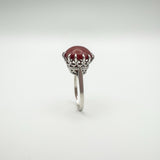 Vintage silver ring with prong-set 8.5ct round carnelian stone