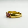 Reverse side angle of ruby pavé band in warm-toned gold-plated sterling silver