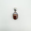 Chunky vintage agate fob pendant in sterling silver with brown and white banded agate