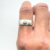 Sterling silver CZ solitaire matte band ring modelled on finger