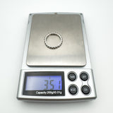 Platinum full eternity ring weighs 3.51g on digital jewellery scale