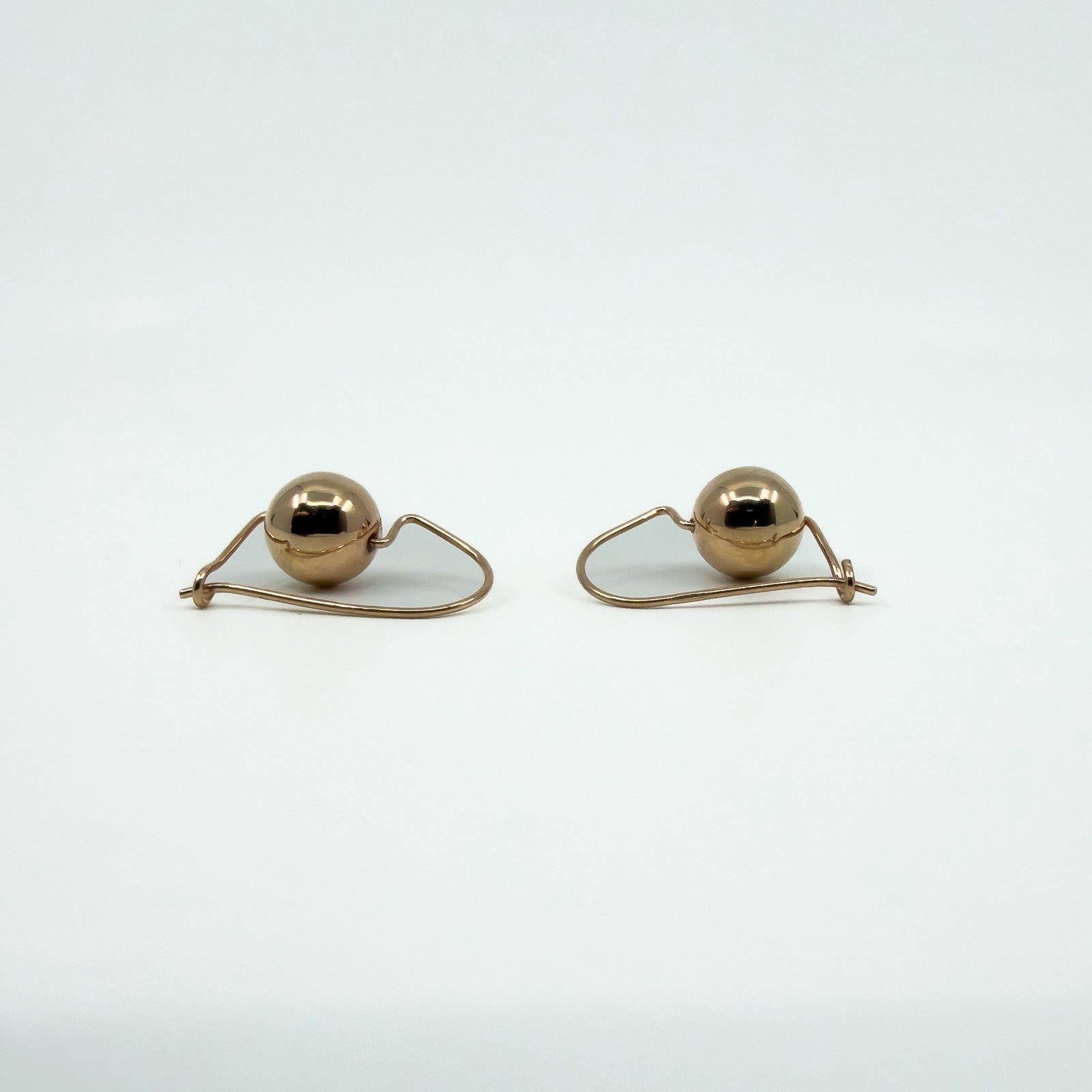 Pair of 9ct rose gold ball hook drop earrings with polished round beads on wire fittings