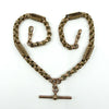 Antique 9ct rose gold Albert chain in heart shape with faceted links and T bar