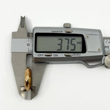 Digital caliper measuring the vintage 18ct rose gold faceted band ring at approximately 3.75mm wide.