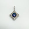 Sparkly blue and white CZ pendant in sterling silver