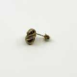 Side angle of vintage 9ct gold knot stud earring with butterfly back