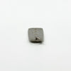 Side view of vintage sterling silver ingot pendant showing slim rectangular shape and jump ring.
