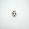 Side profile showing depth of chunky oval Christian cross pendant