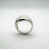 Side view of modernist chunky wrap ring in sterling silver