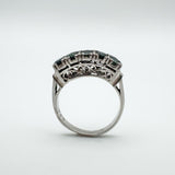 Filigree gallery work on vintage sterling silver sapphire ring