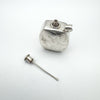 Rectangular vintage silver perfume pendant shown with screw dipper removed