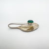 Vintage bent silver spoon pendant with green chrysoprase side profile