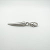 Polished sterling silver tooth pendant charm shown in full profile
