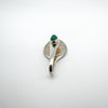 Rear view of silver spoon pendant with curled top and green chrysoprase