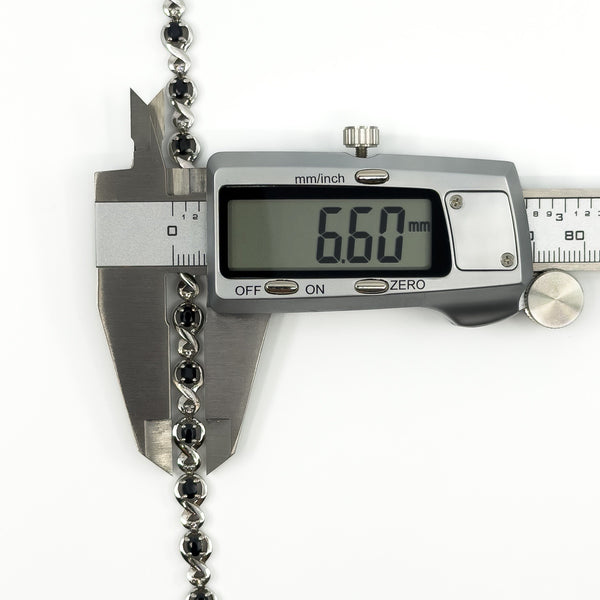 Sterling silver sapphire and diamond bracelet measured at 6.60mm across the link