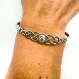 CZ Celtic bangle worn on wrist to show size and everyday fit