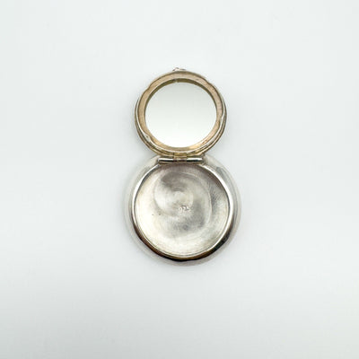 Open sterling silver mirrored locket showing 925 stamp and mirror inside