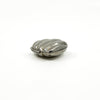 Side view of the sterling silver puffy heart photo locket showing the hinge and rounded shape.