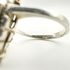 Close-up of 925 stamp inside vintage sterling silver turquoise ring band