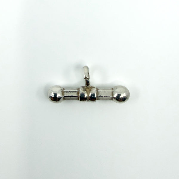Chunky sterling silver T-bar pendant with bail, polished finish and rounded ends.