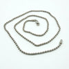 Full view of the 19.5 inch sterling silver beaded ball chain with lobster clasp.