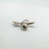 Rear view of silver bee pendant showing dotted texture and wings