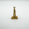 Full front view of 9ct gold tower pendant charm with visible openwork