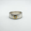 Sterling silver CZ solitaire matte band ring shown from front
