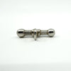 Front view of chunky sterling silver T-bar pendant with central band detail and bail.