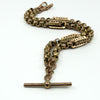 Antique 9ct rose gold Albert chain showing T bar, dog clip and fancy bar links
