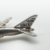 Close-up of aircraft tail showing 'SILVER' stamp and detailing on the rudder