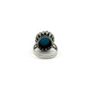 Back view of the sterling silver turquoise and diamond halo ring setting