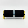 Sterling silver turquoise Greek key bracelet shown on a black display roll, highlighting the panel design