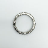 Underside of platinum diamond full eternity ring with open gallery