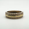 Sparkling full eternity ring in gold plated sterling silver, front angle