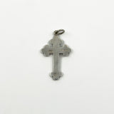 Back of antique Victorian silver cross pendant with CEA maker mark and full Birmingham hallmarks