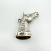 Antique Victorian sterling silver horse head charm set with purple amethyst, hallmarked Birmingham 1876