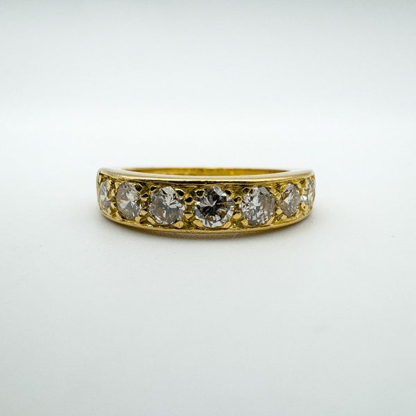 Vintage 18ct gold half hoop eternity ring with 1ct round brilliant diamonds