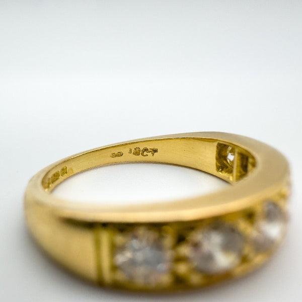 Vintage 18ct gold half hoop eternity ring with 1ct round brilliant diamonds hallmark