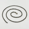 Vintage 925 sterling silver rolo chain necklace with rounded links and lobster clasp shown laid flat