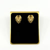 Pair of vintage 9ct gold half hoop earrings with five curved strands in polished and mesh-textured finishes.