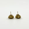 Rear profile of vintage 9ct gold half hoop earrings showing the posts and mixed-texture five-strand design.