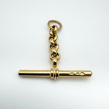 Vintage 9ct gold T-bar charm with short belcher link chain and jump ring