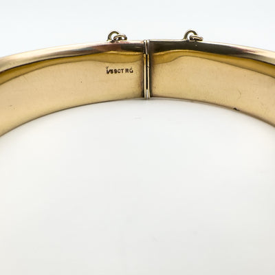 Close-up of 1/5 9ct RG stamp inside vintage rolled gold bangle